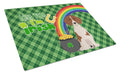 Red Piebald Dachshund St. Patrick's Day Cutting Board Tempered Glass Kitchen Cutting Surface, Heat Resistant Chopping, Non-Slip Feet, Food Prep & Serving