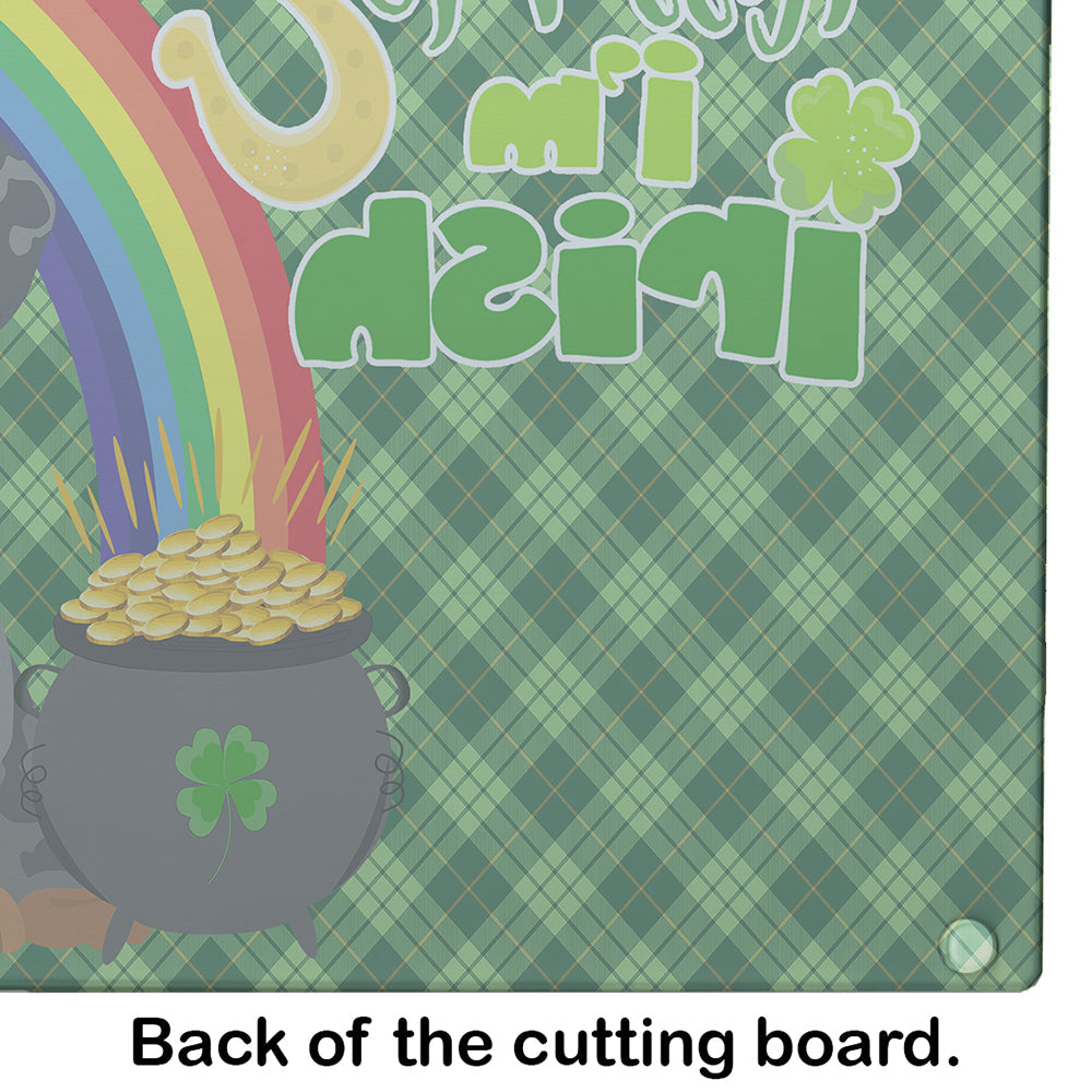 Black Dapple Dachshund St. Patrick's Day Cutting Board Tempered Glass Kitchen Cutting Surface, Heat Resistant Chopping, Non-Slip Feet, Food Prep & Serving