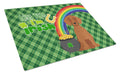 Red Dachshund St. Patrick's Day Cutting Board Tempered Glass Kitchen Cutting Surface, Heat Resistant Chopping, Non-Slip Feet, Food Prep & Serving