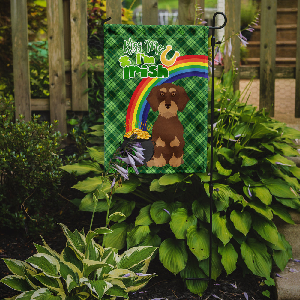 Wirehair Red and Tan Dachshund St. Patrick's Day Garden Flag Mailbox Decorative Yard Banner Outside Patio Artwork for Flower Beds, Garden Size, Multicolor