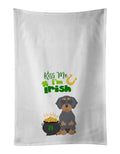 Wirehair Blue and Tan Dachshund St. Patrick's Day Kitchen Towel Set of 2 White Dish Towels Decorative Bathroom Hand towel for Hand, Face, Hair, Yoga, Tea, Dishcloth, 19 X 28", White