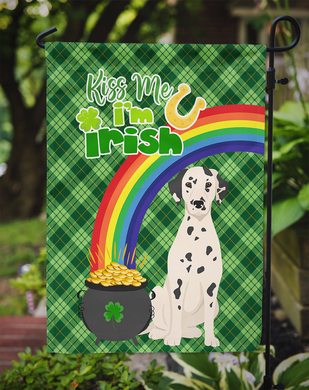 Dalmatian St. Patrick's Day Garden Flag Mailbox Decorative Yard Banner Outside Patio Artwork for Flower Beds, Garden Size, Multicolor