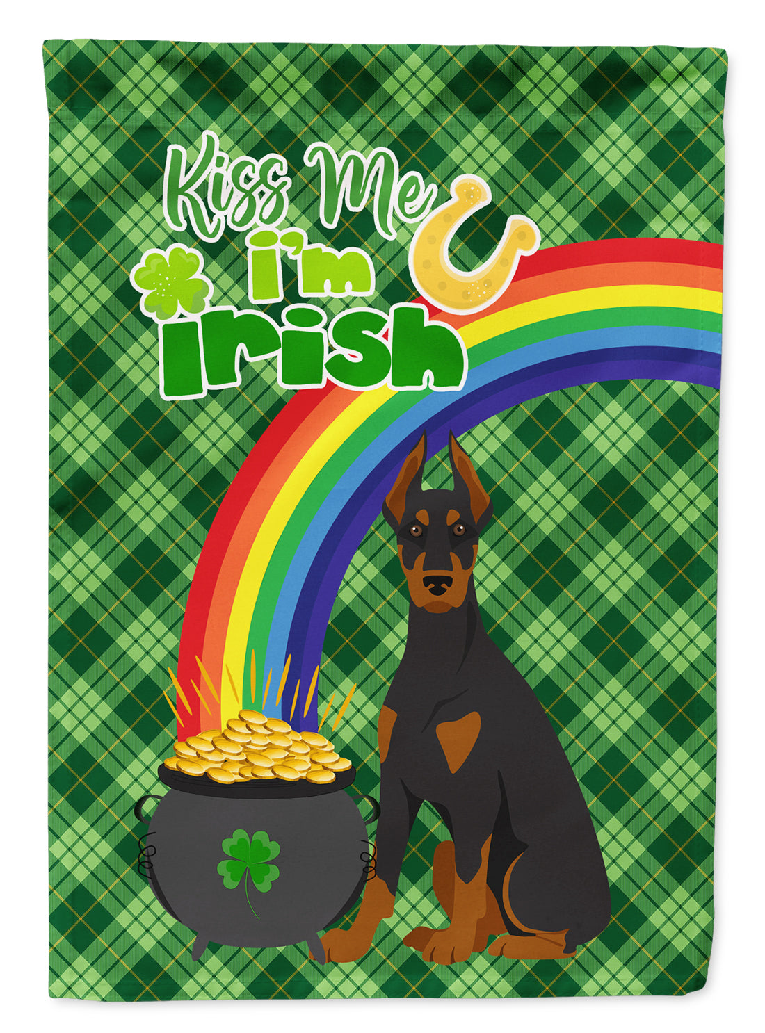 Black and Tan Doberman Pinscher St. Patrick's Day Garden Flag Mailbox Decorative Yard Banner Outside Patio Artwork for Flower Beds, Garden Size, Multicolor