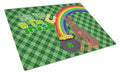 Red and Tan Doberman Pinscher St. Patrick's Day Cutting Board Tempered Glass Kitchen Cutting Surface, Heat Resistant Chopping, Non-Slip Feet, Food Prep & Serving