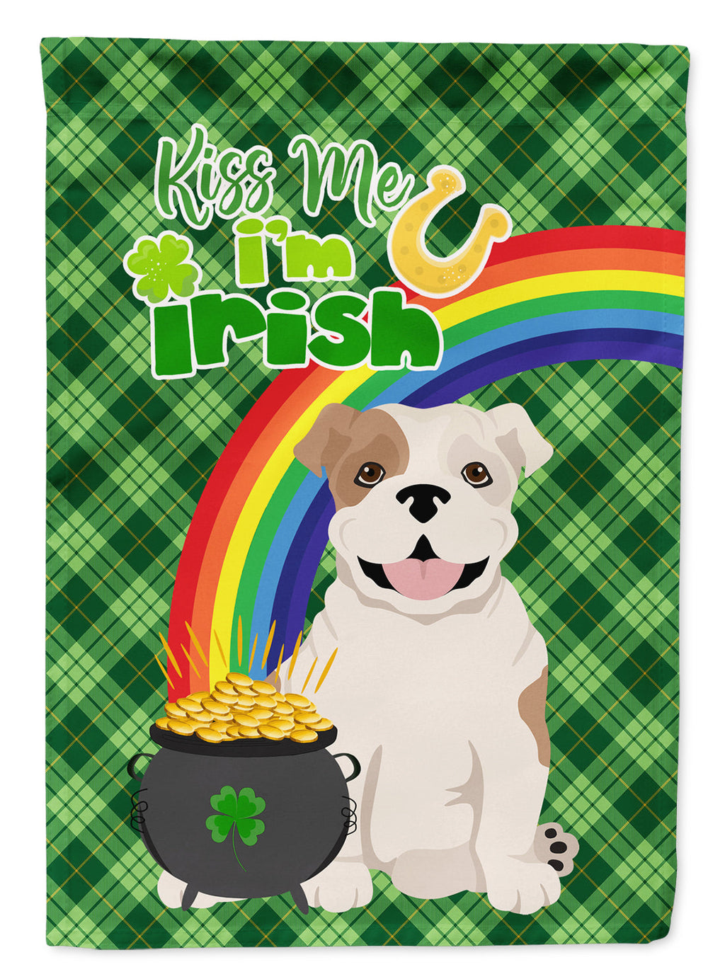 Piebald English Bulldog St. Patrick's Day Garden Flag Mailbox Decorative Yard Banner Outside Patio Artwork for Flower Beds, Garden Size, Multicolor