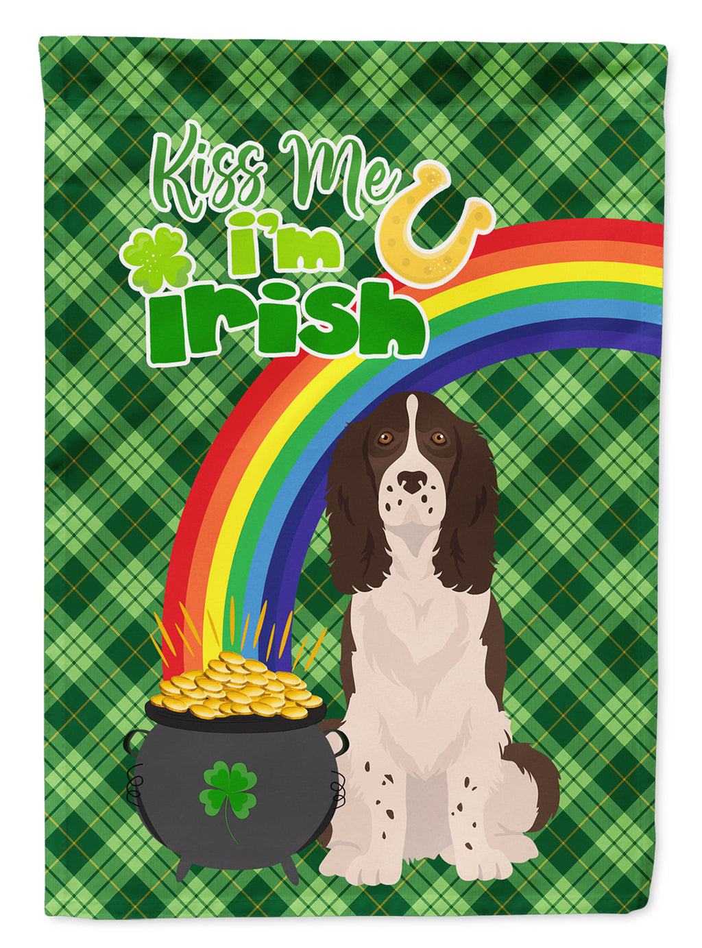 Liver English Springer Spaniel St. Patrick's Day Garden Flag Mailbox Decorative Yard Banner Outside Patio Artwork for Flower Beds, Garden Size, Multicolor