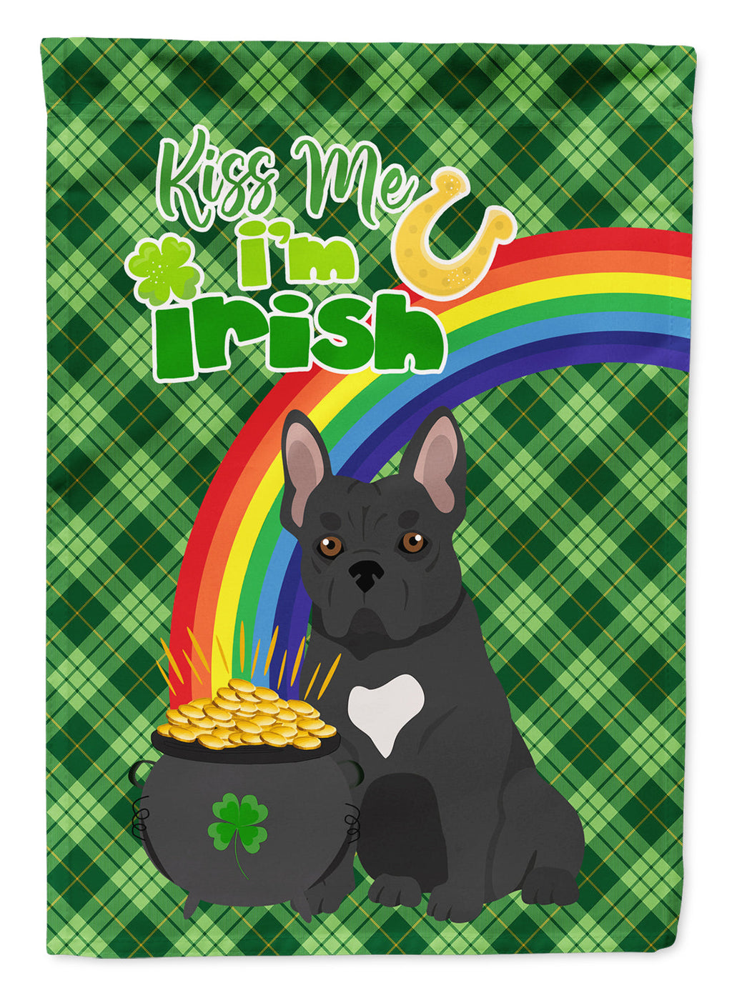 Black French Bulldog St. Patrick's Day Garden Flag Mailbox Decorative Yard Banner Outside Patio Artwork for Flower Beds, Garden Size, Multicolor