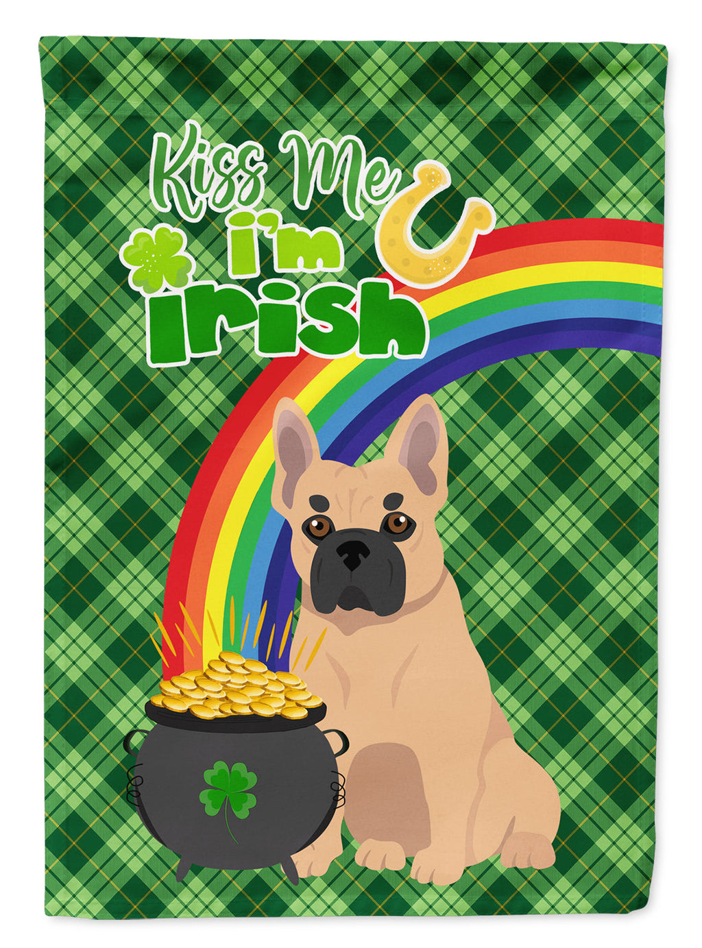Fawn French Bulldog St. Patrick's Day Garden Flag Mailbox Decorative Yard Banner Outside Patio Artwork for Flower Beds, Garden Size, Multicolor