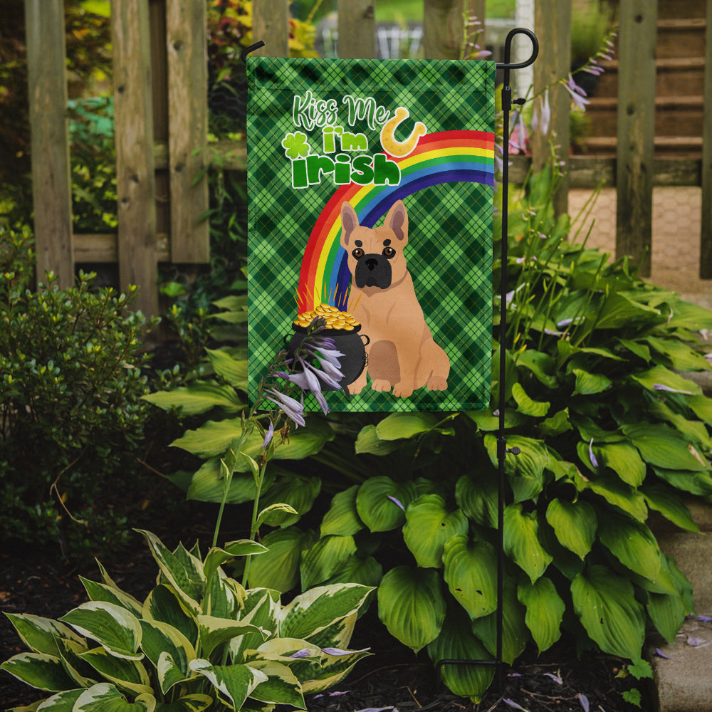 Fawn French Bulldog St. Patrick's Day Garden Flag Mailbox Decorative Yard Banner Outside Patio Artwork for Flower Beds, Garden Size, Multicolor