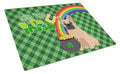 Fawn French Bulldog St. Patrick's Day Cutting Board Tempered Glass Kitchen Cutting Surface, Heat Resistant Chopping, Non-Slip Feet, Food Prep & Serving