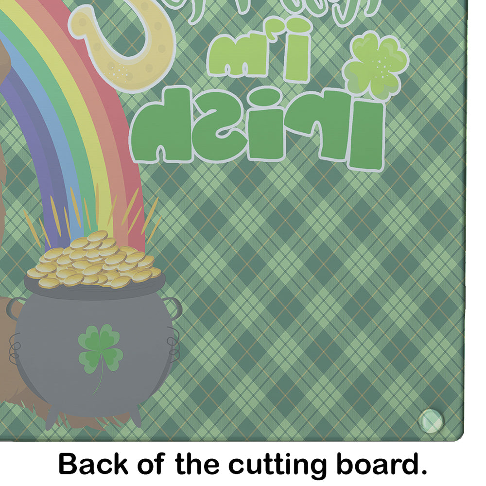 Mahogany Golden Retriever St. Patrick's Day Cutting Board Tempered Glass Kitchen Cutting Surface, Heat Resistant Chopping, Non-Slip Feet, Food Prep & Serving