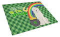 Great Pyrenees St. Patrick's Day Cutting Board Tempered Glass Kitchen Cutting Surface, Heat Resistant Chopping, Non-Slip Feet, Food Prep & Serving