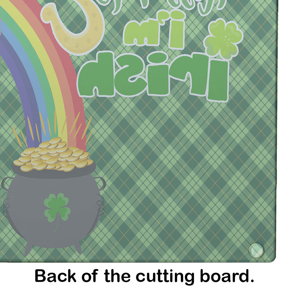 Fawn Italian Greyhound St. Patrick's Day Cutting Board Tempered Glass Kitchen Cutting Surface, Heat Resistant Chopping, Non-Slip Feet, Food Prep & Serving