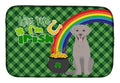 Gray Labrador Retriever St. Patrick's Day Dish Drying Mat Absorbent Dish Drying Mat Pad for Kitchen Counter Dish Drainer Mat for Countertop, 14 x 21", Multicolor