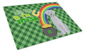 Silver Labrador Retriever St. Patrick's Day Cutting Board Tempered Glass Kitchen Cutting Surface, Heat Resistant Chopping, Non-Slip Feet, Food Prep & Serving