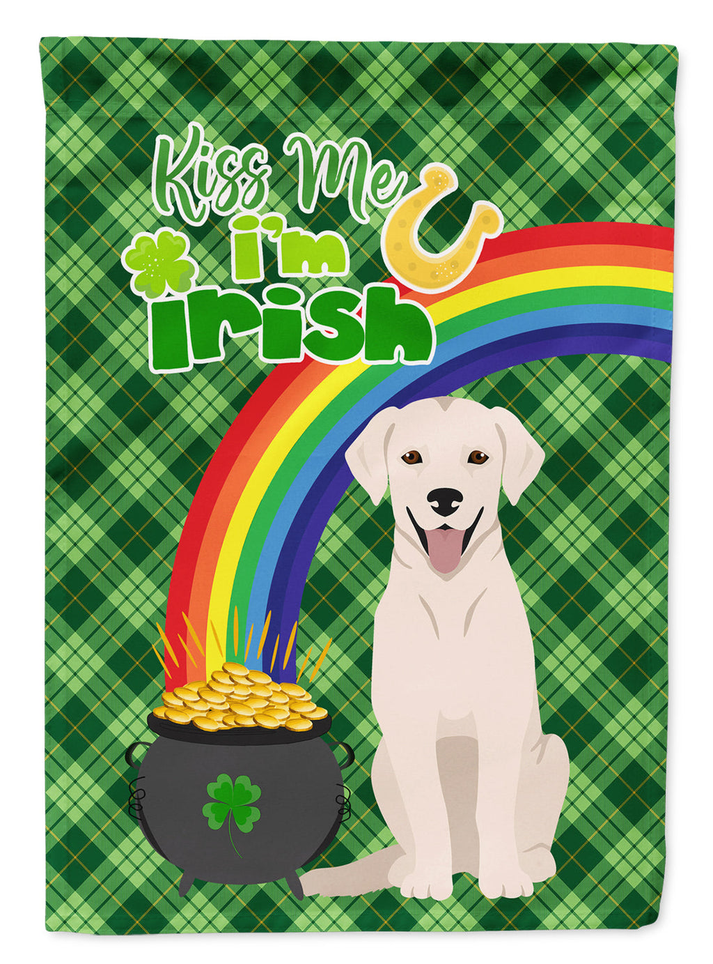 White Cream Labrador Retriever St. Patrick's Day Garden Flag Mailbox Decorative Yard Banner Outside Patio Artwork for Flower Beds, Garden Size, Multicolor
