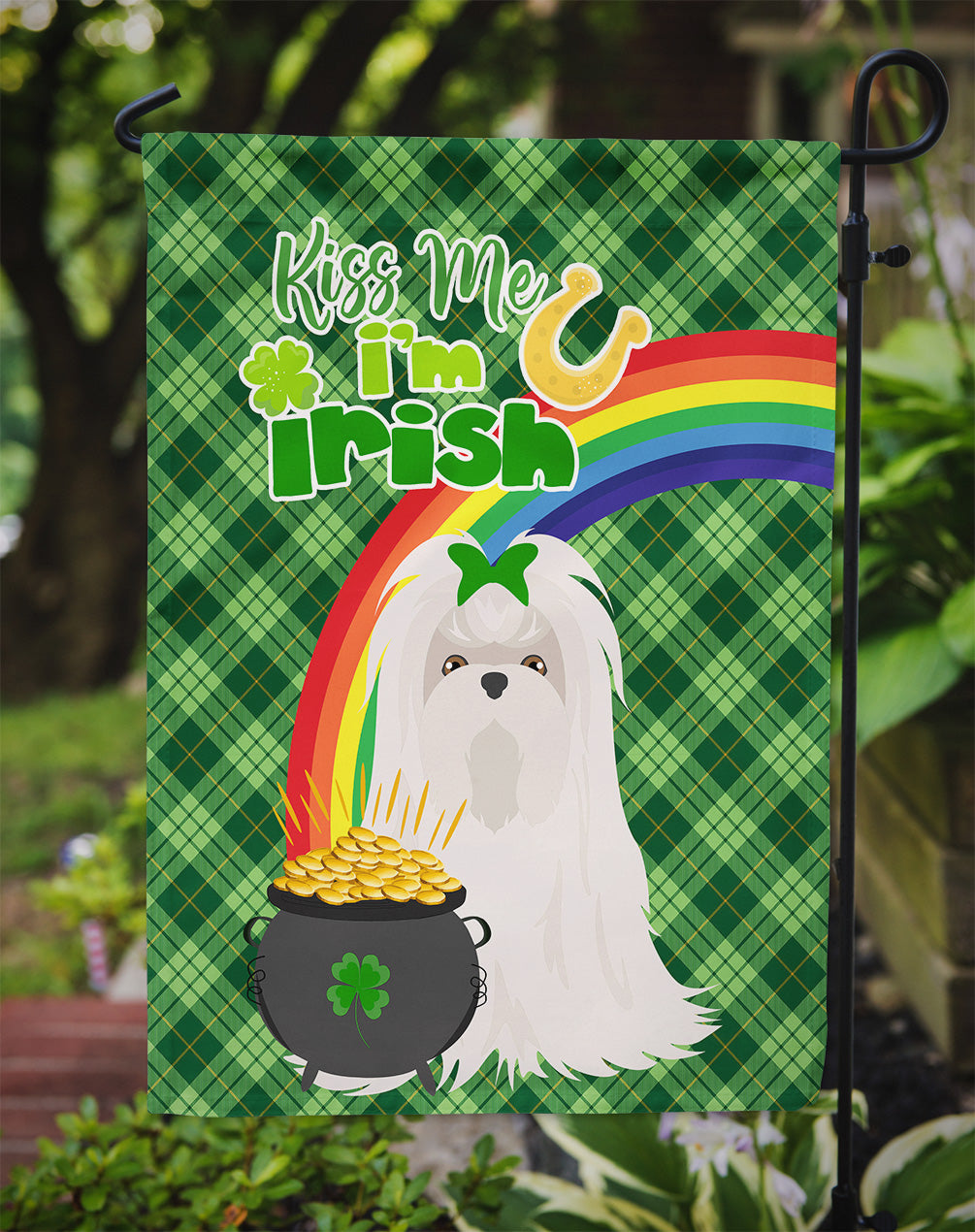 Maltese St. Patrick's Day Garden Flag Mailbox Decorative Yard Banner Outside Patio Artwork for Flower Beds, Garden Size, Multicolor