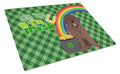 Brown Newfoundland St. Patrick's Day Cutting Board Tempered Glass Kitchen Cutting Surface, Heat Resistant Chopping, Non-Slip Feet, Food Prep & Serving