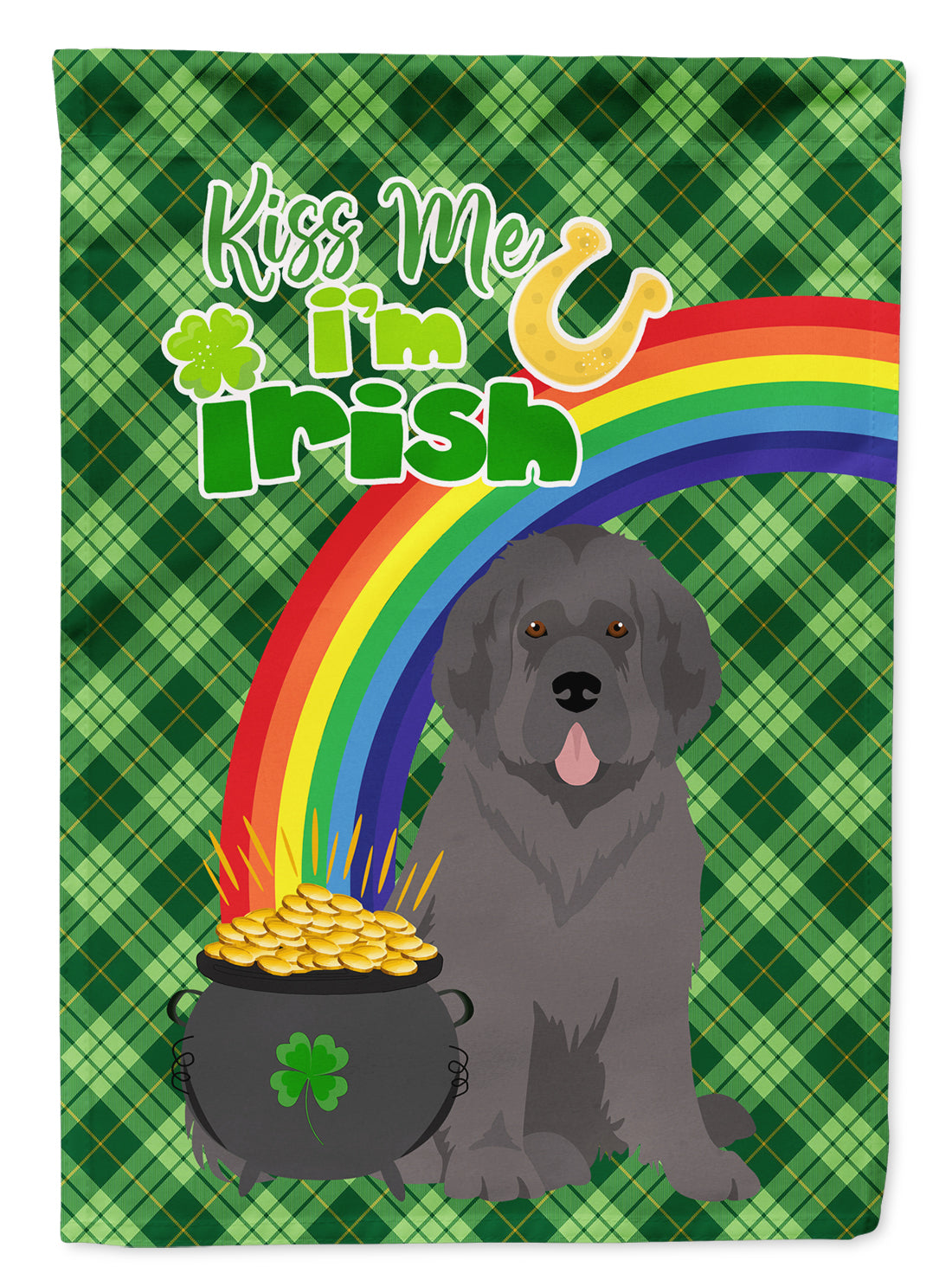 Grey Newfoundland St. Patrick's Day Garden Flag Mailbox Decorative Yard Banner Outside Patio Artwork for Flower Beds, Garden Size, Multicolor