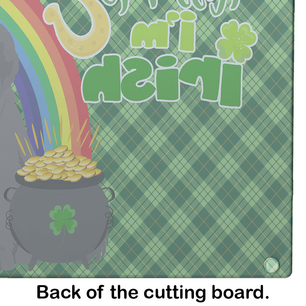 Grey Newfoundland St. Patrick's Day Cutting Board Tempered Glass Kitchen Cutting Surface, Heat Resistant Chopping, Non-Slip Feet, Food Prep & Serving