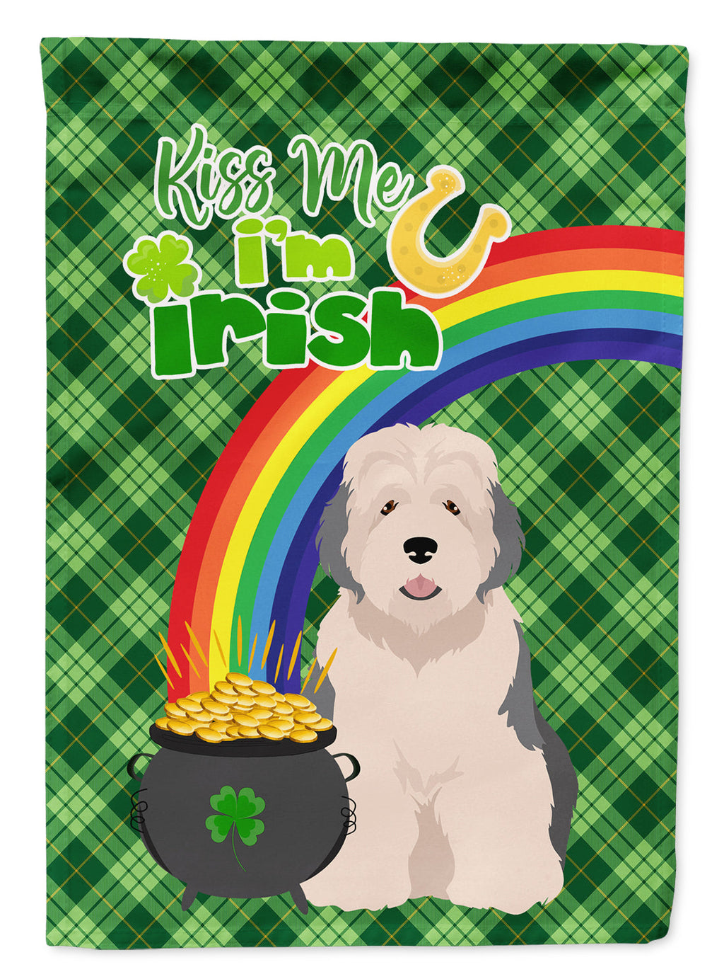 Old English Sheepdog St. Patrick's Day Garden Flag Mailbox Decorative Yard Banner Outside Patio Artwork for Flower Beds, Garden Size, Multicolor