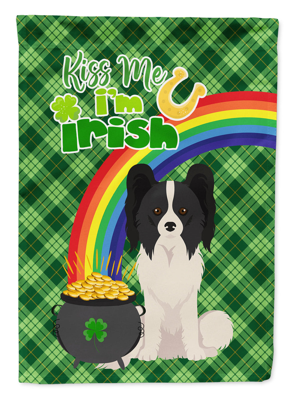 Black and White Papillon St. Patrick's Day Garden Flag Mailbox Decorative Yard Banner Outside Patio Artwork for Flower Beds, Garden Size, Multicolor