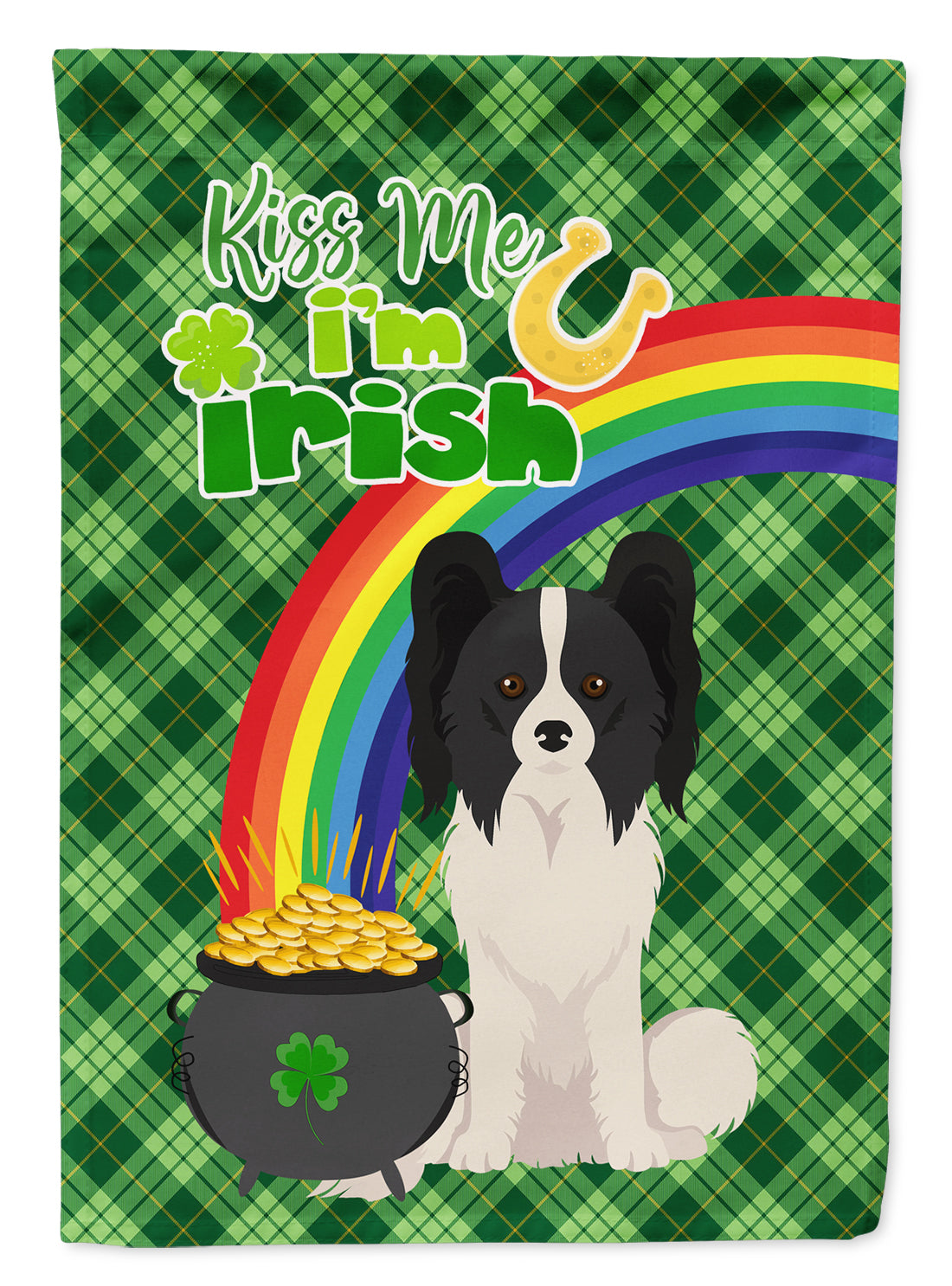 Black and White Papillon St. Patrick's Day Garden Flag Mailbox Decorative Yard Banner Outside Patio Artwork for Flower Beds, Garden Size, Multicolor