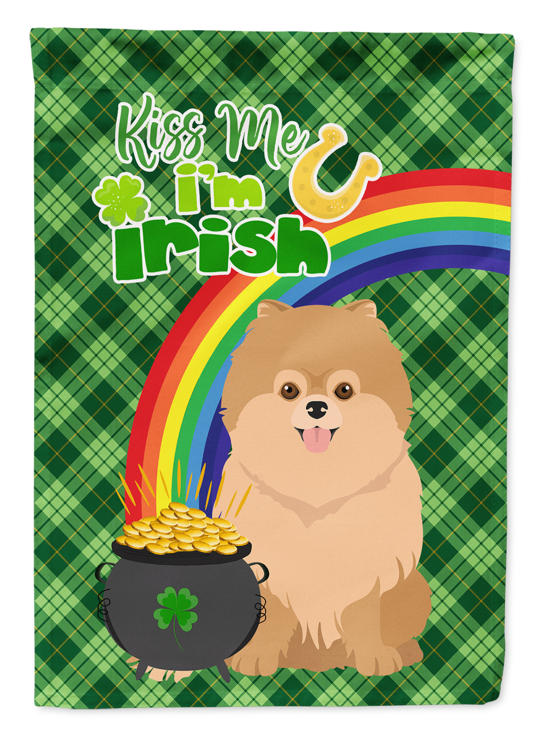 Orange Pomeranian St. Patrick's Day Garden Flag Mailbox Decorative Yard Banner Outside Patio Artwork for Flower Beds, Garden Size, Multicolor