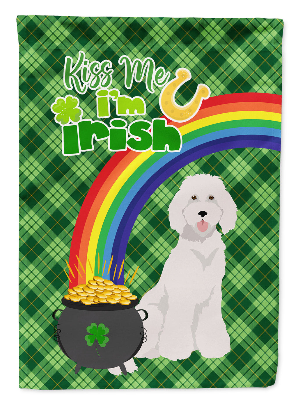Standard White Poodle St. Patrick's Day Garden Flag Mailbox Decorative Yard Banner Outside Patio Artwork for Flower Beds, Garden Size, Multicolor