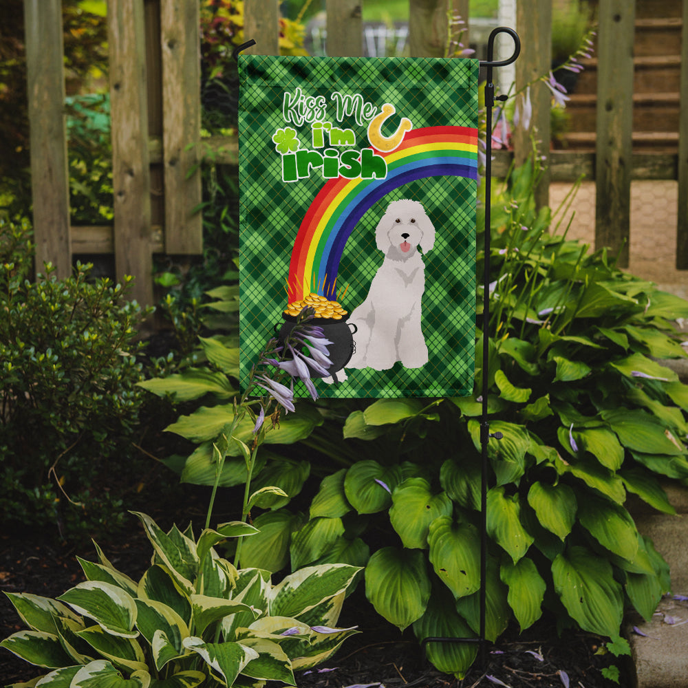Standard White Poodle St. Patrick's Day Garden Flag Mailbox Decorative Yard Banner Outside Patio Artwork for Flower Beds, Garden Size, Multicolor