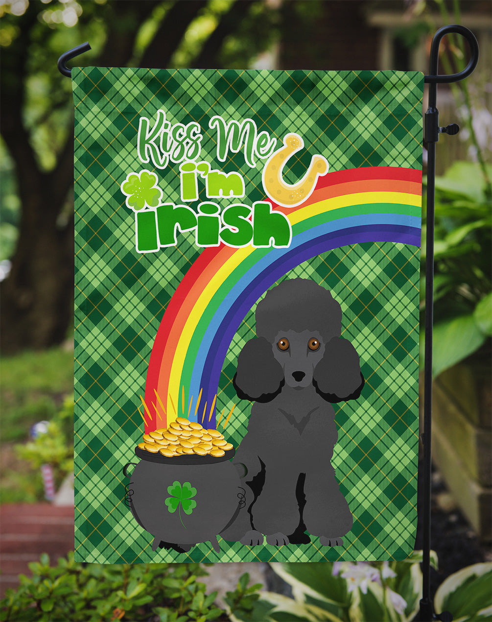 Toy Black Poodle St. Patrick's Day Garden Flag Mailbox Decorative Yard Banner Outside Patio Artwork for Flower Beds, Garden Size, Multicolor