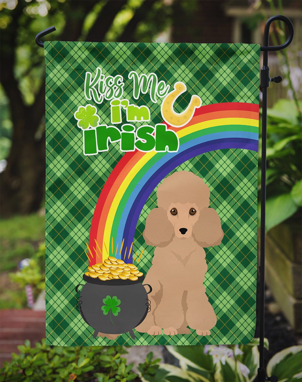Toy Apricot Poodle St. Patrick's Day Garden Flag Mailbox Decorative Yard Banner Outside Patio Artwork for Flower Beds, Garden Size, Multicolor