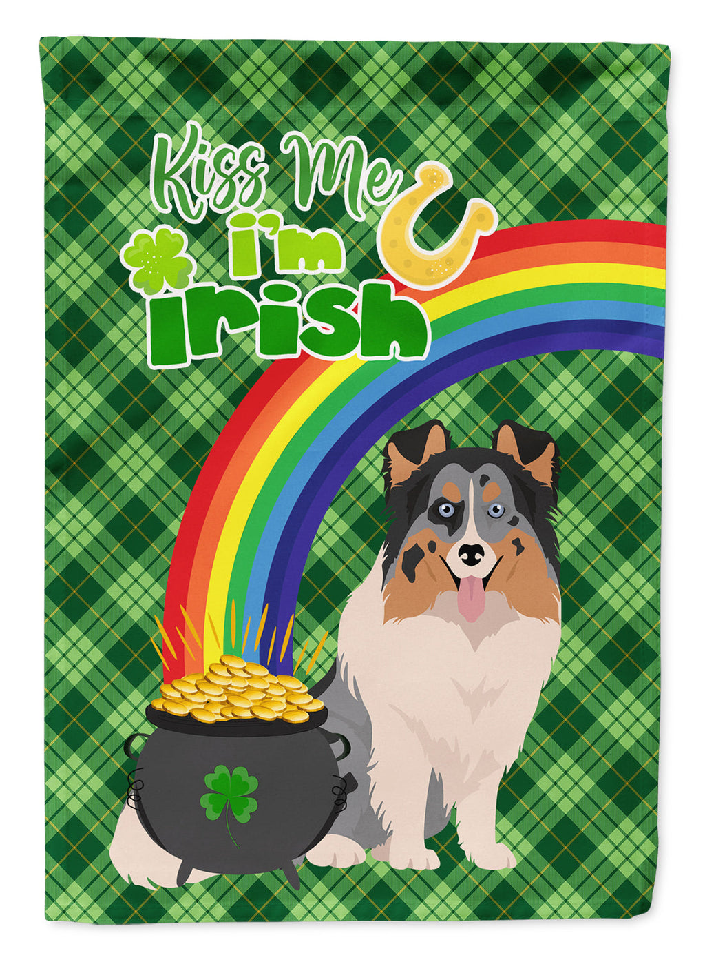 Blue Merle Sheltie St. Patrick's Day Garden Flag Mailbox Decorative Yard Banner Outside Patio Artwork for Flower Beds, Garden Size, Multicolor