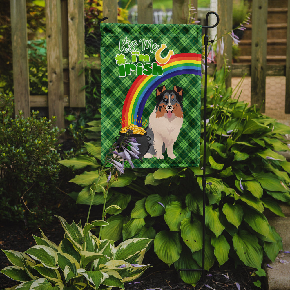 Blue Merle Sheltie St. Patrick's Day Garden Flag Mailbox Decorative Yard Banner Outside Patio Artwork for Flower Beds, Garden Size, Multicolor
