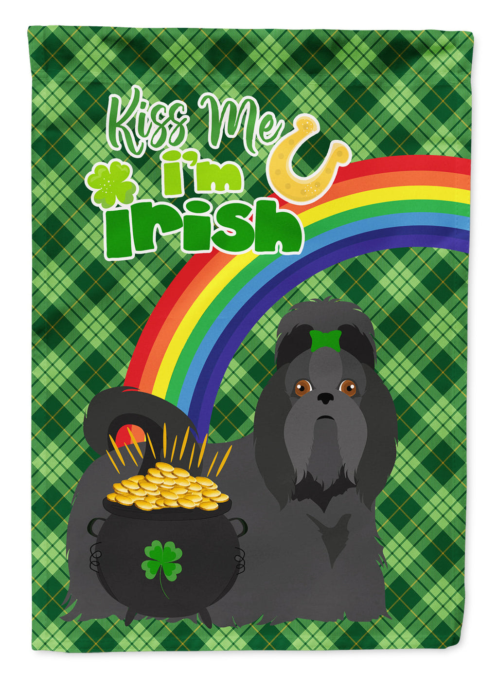 Black Shih Tzu St. Patrick's Day Garden Flag Mailbox Decorative Yard Banner Outside Patio Artwork for Flower Beds, Garden Size, Multicolor