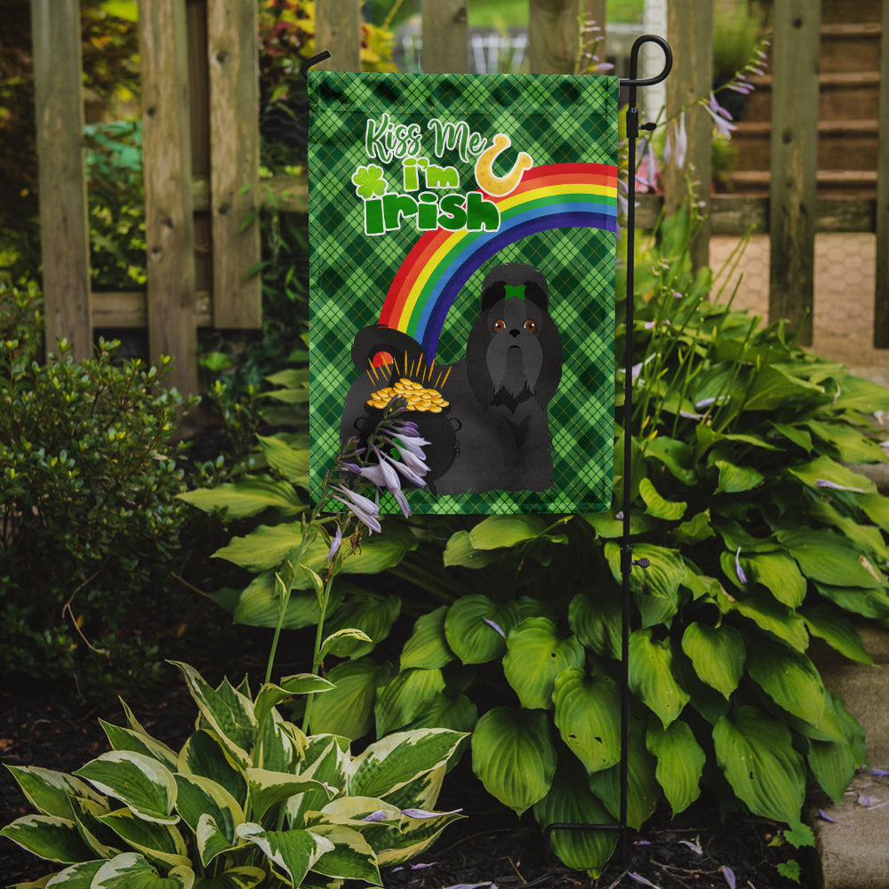 Black Shih Tzu St. Patrick's Day Garden Flag Mailbox Decorative Yard Banner Outside Patio Artwork for Flower Beds, Garden Size, Multicolor