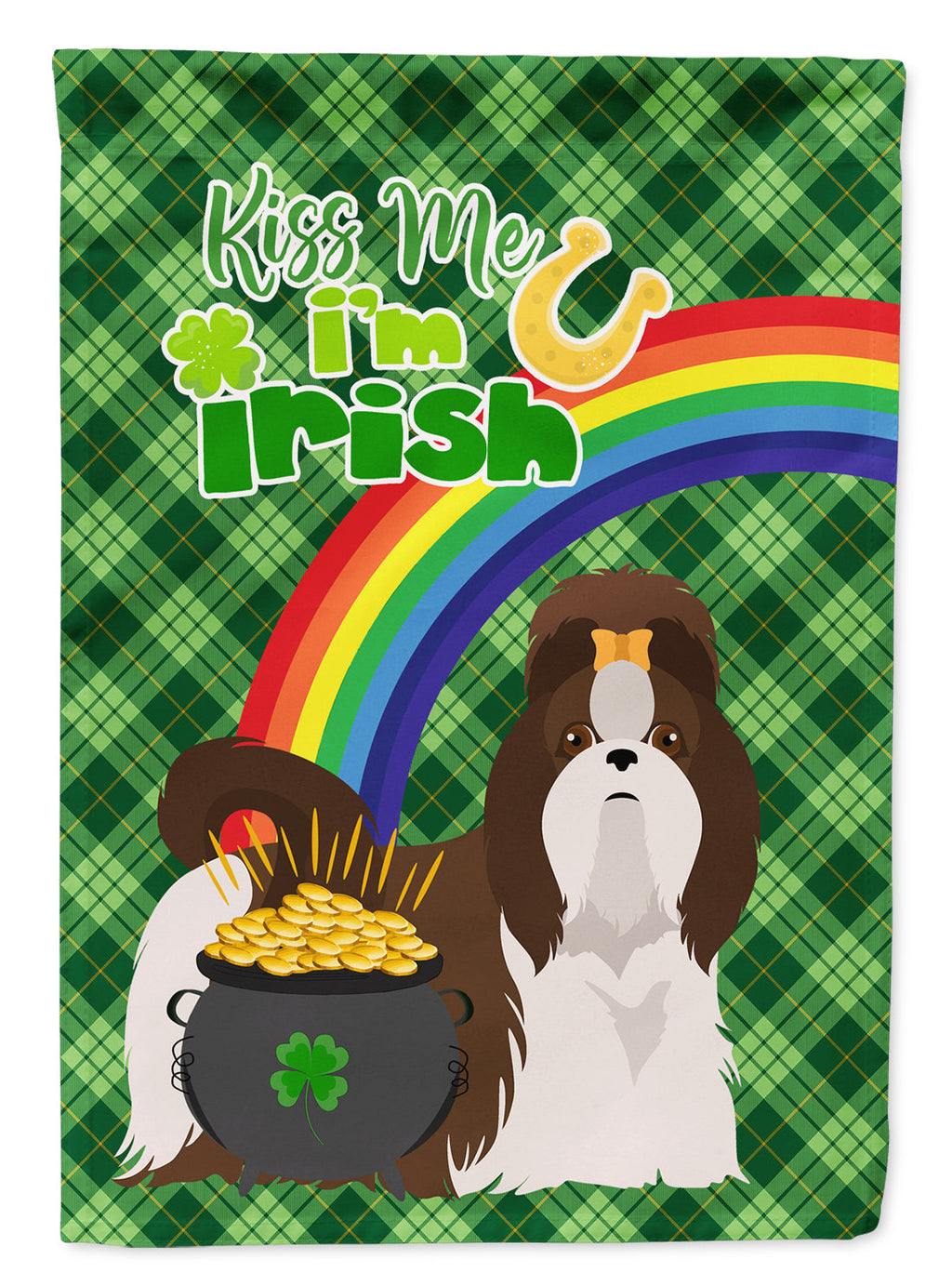 Liver and White Shih Tzu St. Patrick's Day Garden Flag Mailbox Decorative Yard Banner Outside Patio Artwork for Flower Beds, Garden Size, Multicolor