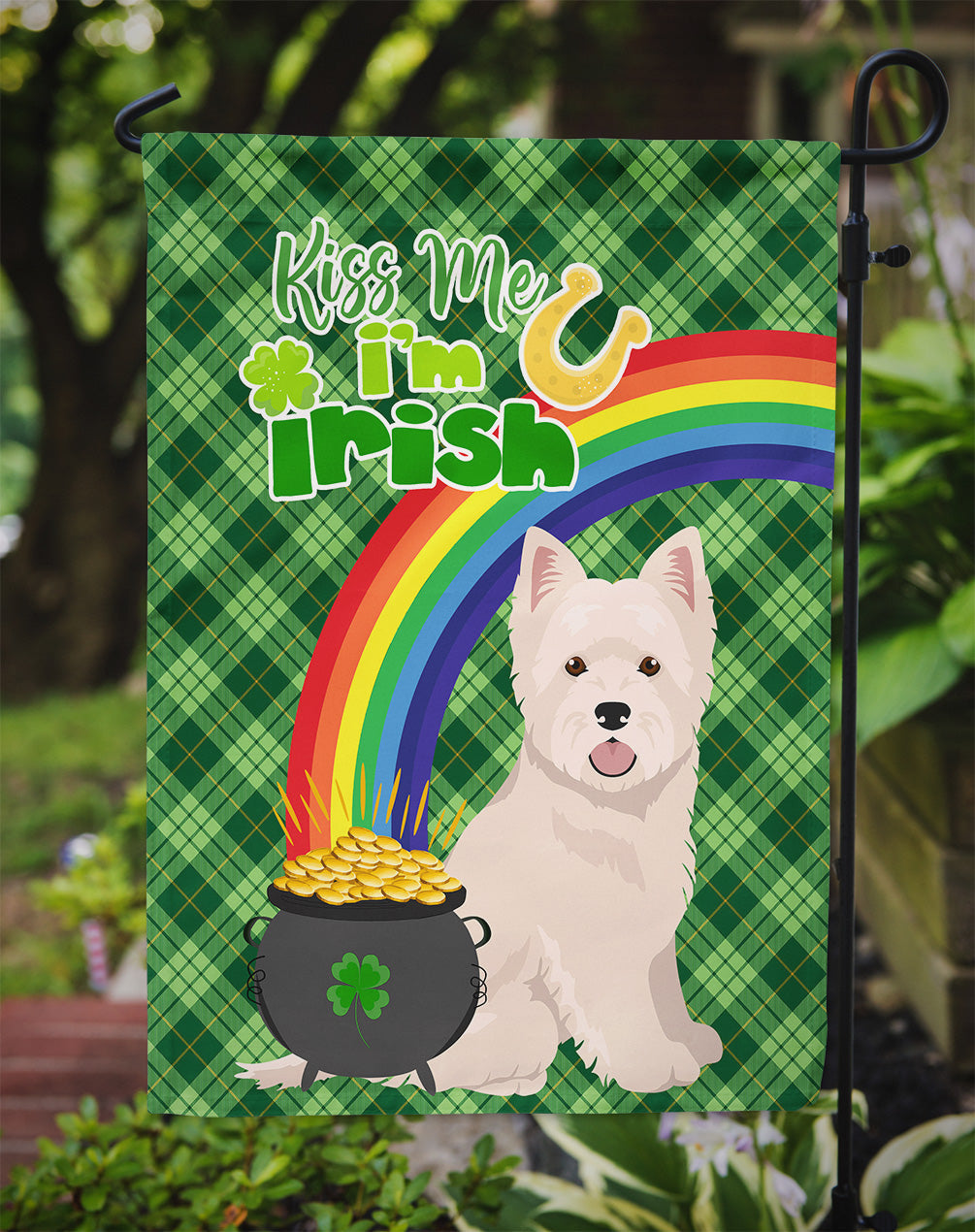 Westie West Highland White Terrier St. Patrick's Day Garden Flag Mailbox Decorative Yard Banner Outside Patio Artwork for Flower Beds, Garden Size, Multicolor