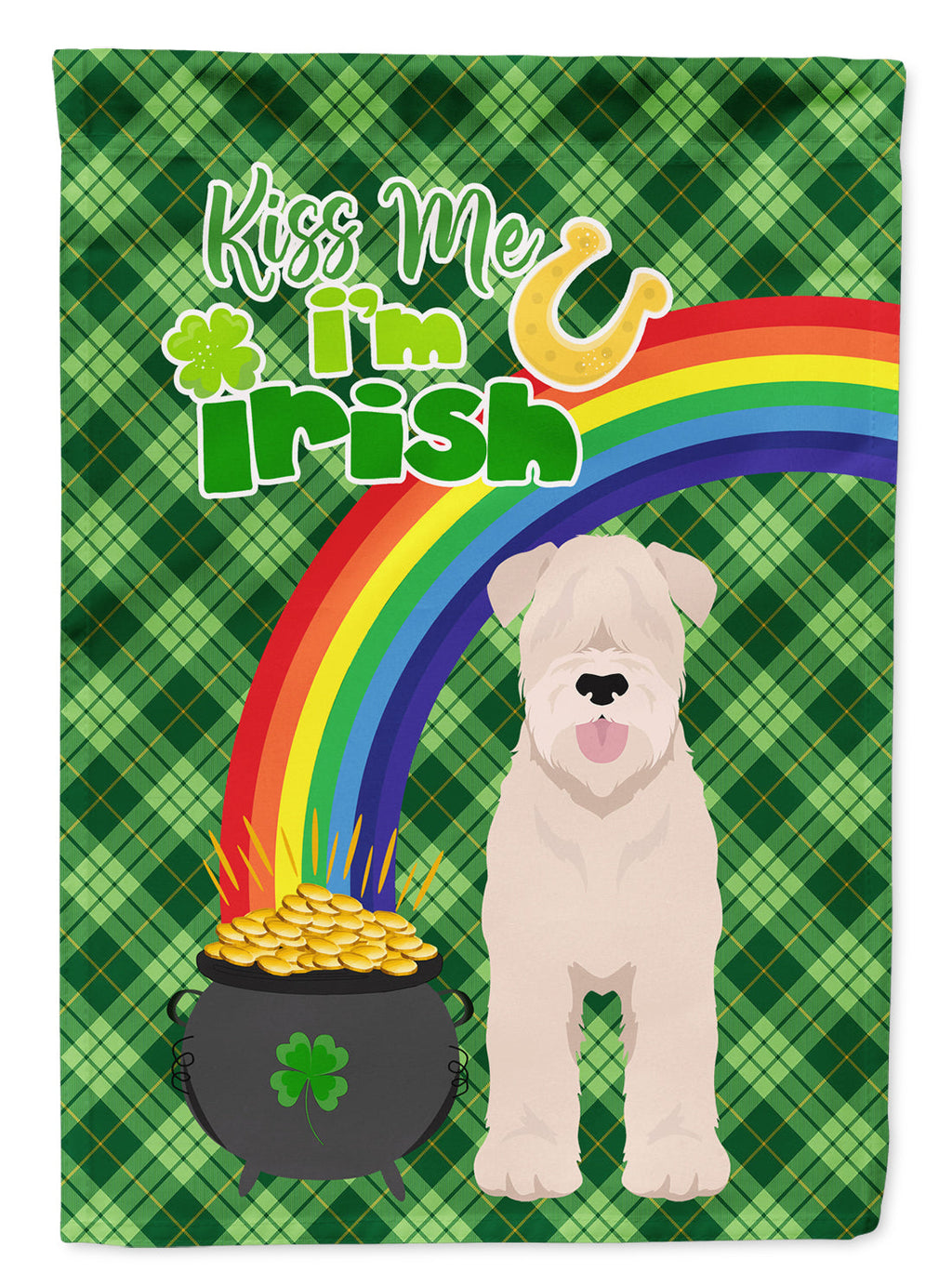 Soft Coated Wheaten Terrier St. Patrick's Day Garden Flag Mailbox Decorative Yard Banner Outside Patio Artwork for Flower Beds, Garden Size, Multicolor