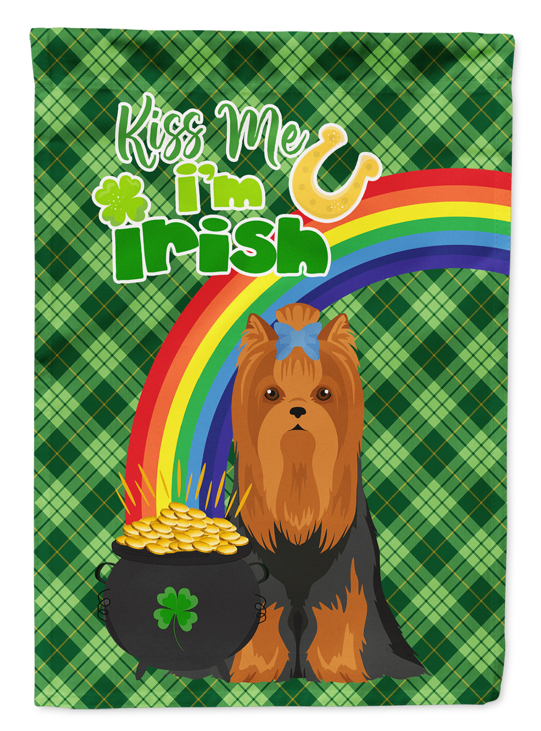 Black and Tan Full Coat Yorkshire Terrier St. Patrick's Day Garden Flag Mailbox Decorative Yard Banner Outside Patio Artwork for Flower Beds, Garden Size, Multicolor