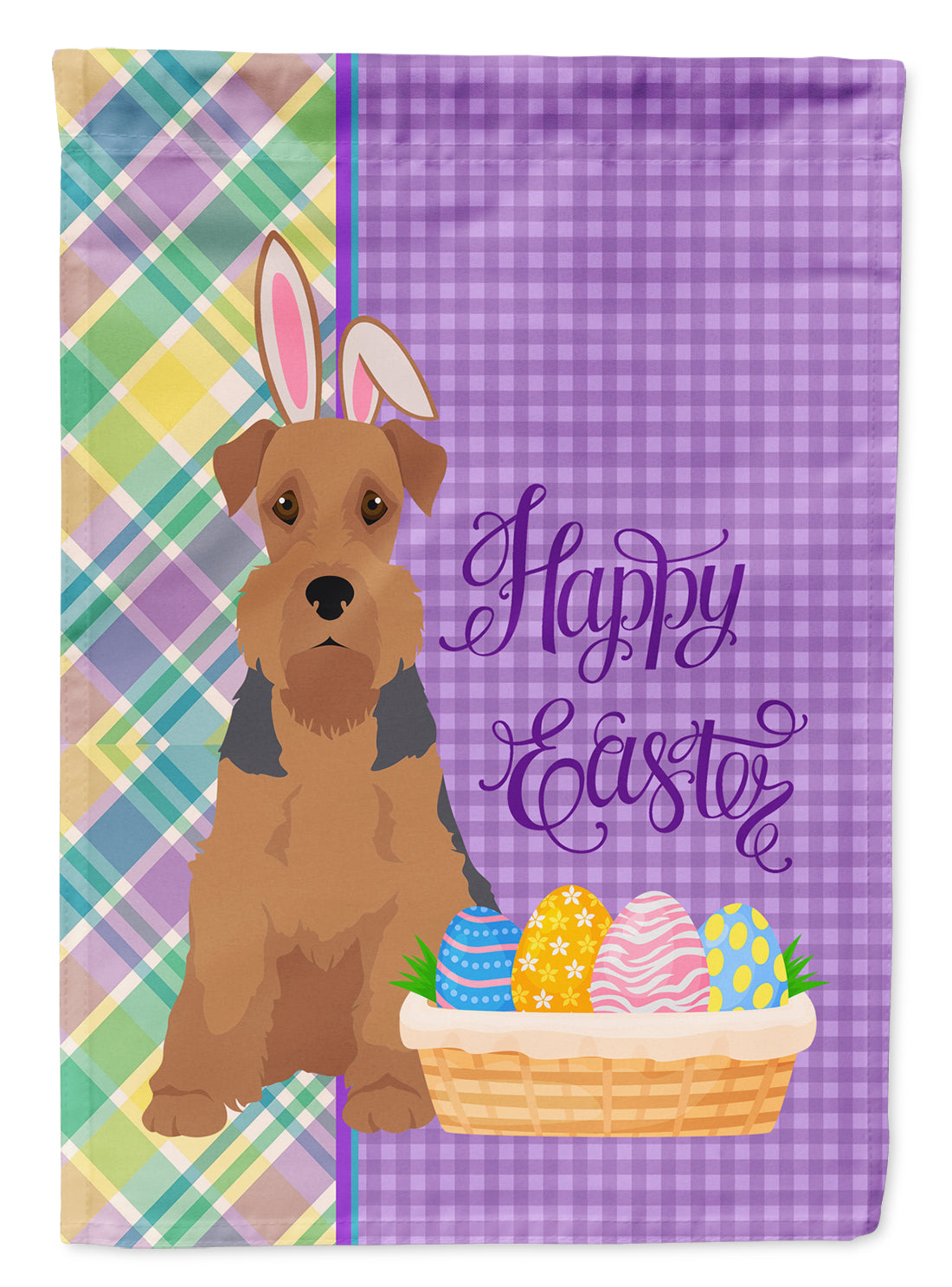 Grizzle and Tan Airedale Terrier Easter Garden Flag Mailbox Decorative Yard Banner Outside Patio Artwork for Flower Beds, Garden Size, Multicolor