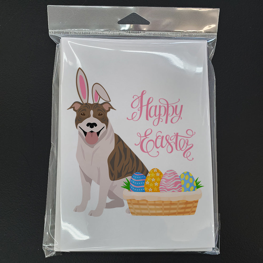 Fawn Brindle Pit Bull Terrier Easter Greeting Cards Pack of 8 Blank Cards with Envelopes Whimsical A7 Size 5x7