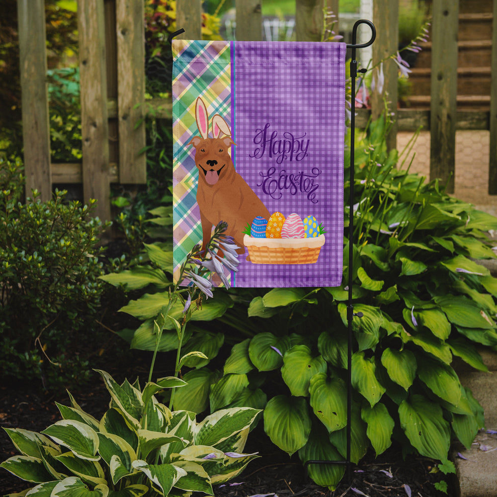 Red Pit Bull Terrier Easter Garden Flag Mailbox Decorative Yard Banner Outside Patio Artwork for Flower Beds, Garden Size, Multicolor