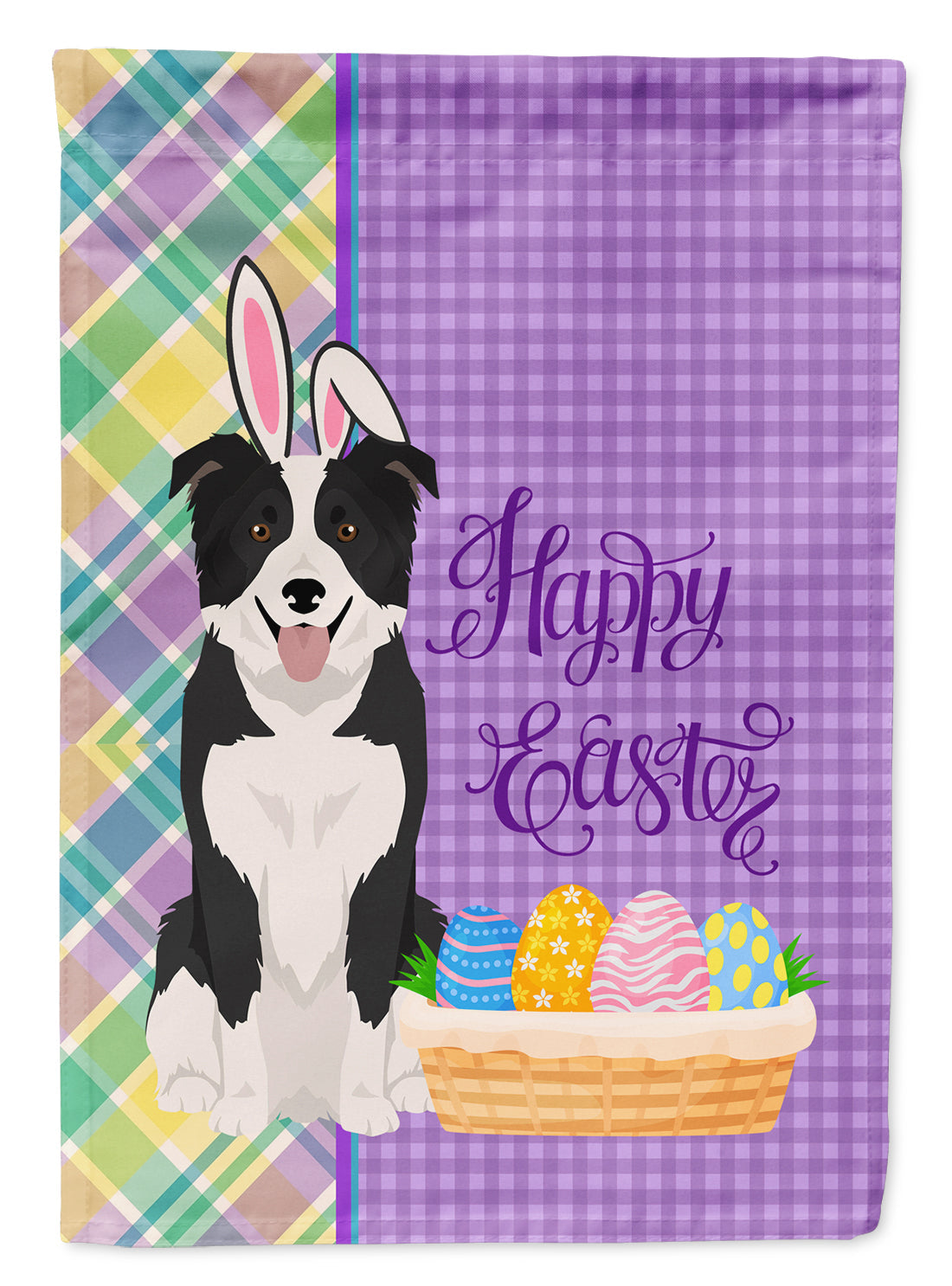 Black and White Border Collie Easter Garden Flag Mailbox Decorative Yard Banner Outside Patio Artwork for Flower Beds, Garden Size, Multicolor