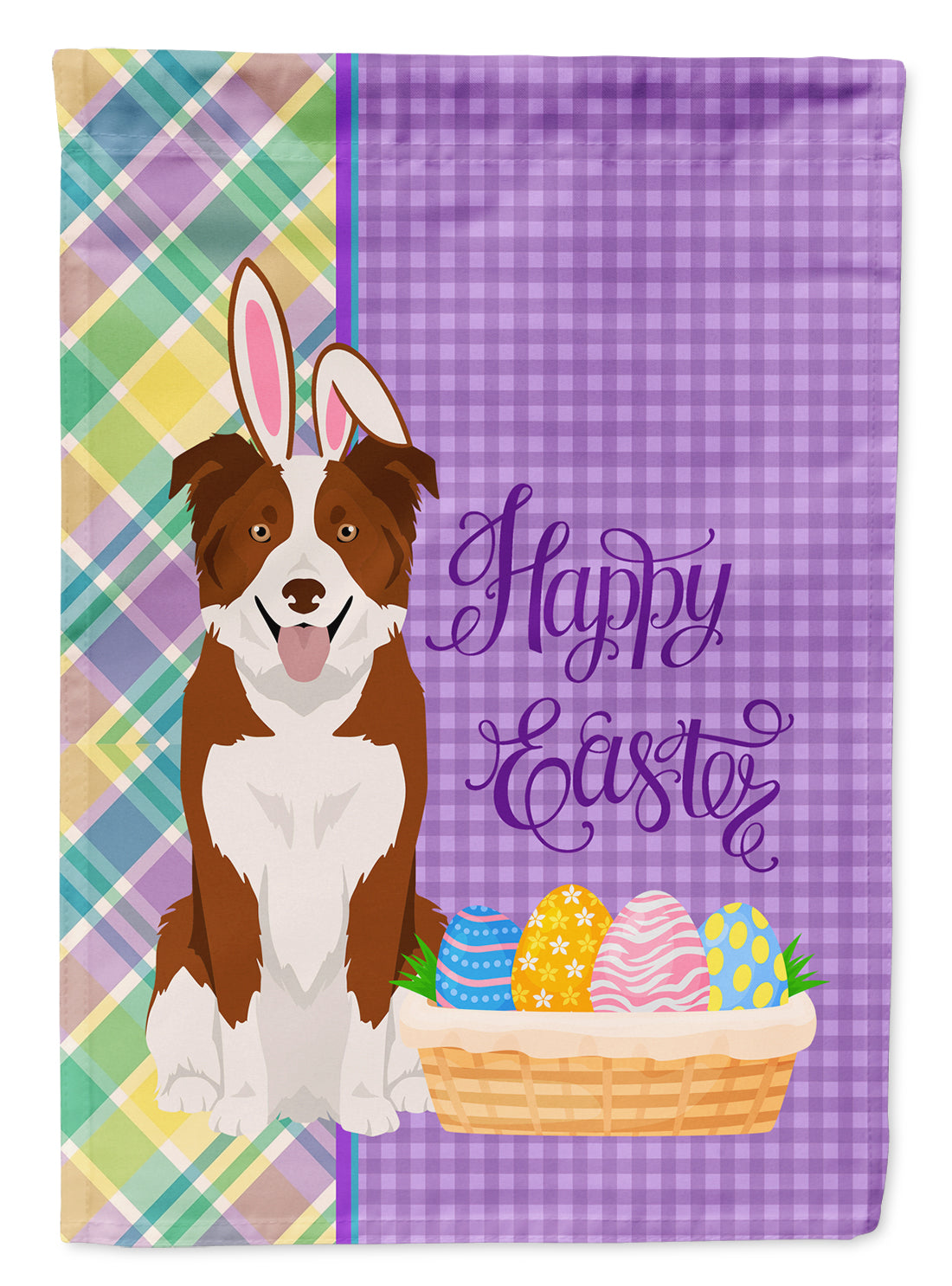 Red and White Border Collie Easter Garden Flag Mailbox Decorative Yard Banner Outside Patio Artwork for Flower Beds, Garden Size, Multicolor