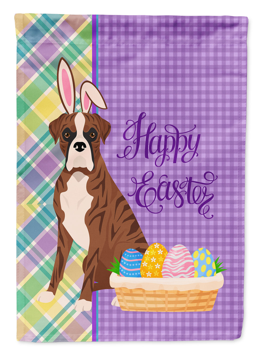Natural Eared Red Brindle Boxer Easter Garden Flag Mailbox Decorative Yard Banner Outside Patio Artwork for Flower Beds, Garden Size, Multicolor