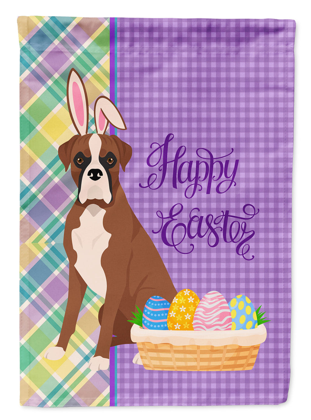 Natural Eared Red Fawn Boxer Easter Garden Flag Mailbox Decorative Yard Banner Outside Patio Artwork for Flower Beds, Garden Size, Multicolor