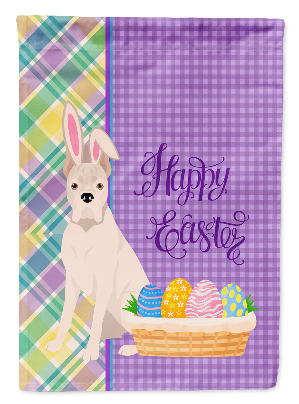 White Boxer Easter Garden Flag Mailbox Decorative Yard Banner Outside Patio Artwork for Flower Beds, Garden Size, Multicolor