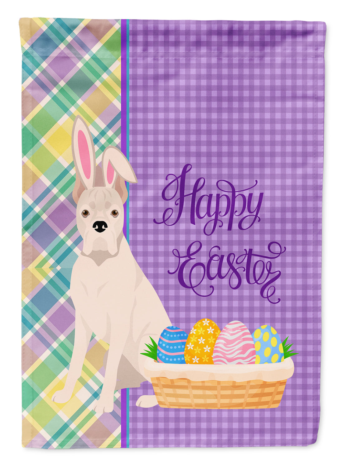 White Boxer Easter Garden Flag Mailbox Decorative Yard Banner Outside Patio Artwork for Flower Beds, Garden Size, Multicolor