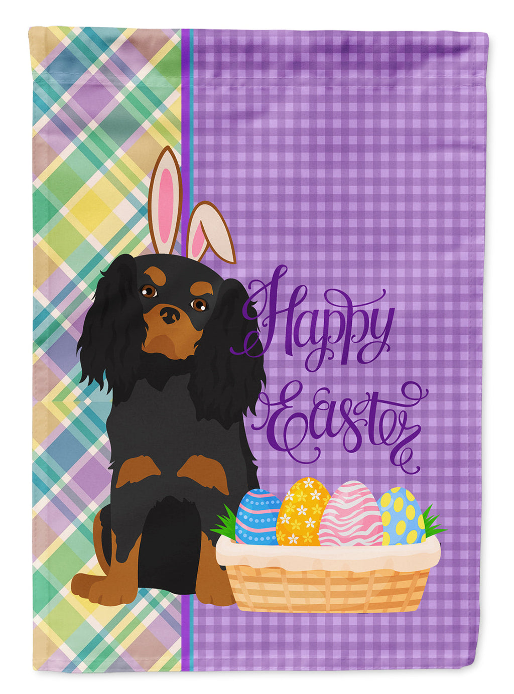 Black and Tan Cavalier Spaniel Easter Garden Flag Mailbox Decorative Yard Banner Outside Patio Artwork for Flower Beds, Garden Size, Multicolor